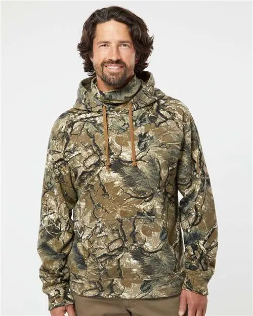 J. America 8879j Gaiter Fleece Hooded Sweatshirt - 8879 - Outdoor Camo