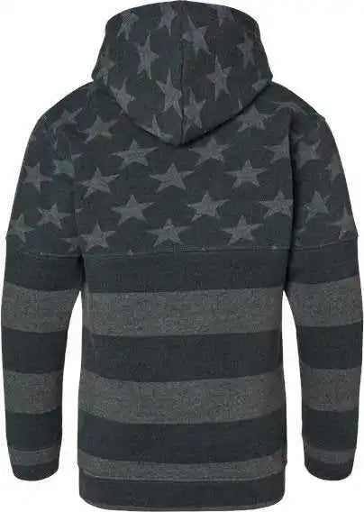 J. America 8880 Youth Triblend Fleece Hooded Sweatshirt Black Stars &amp; Stripes