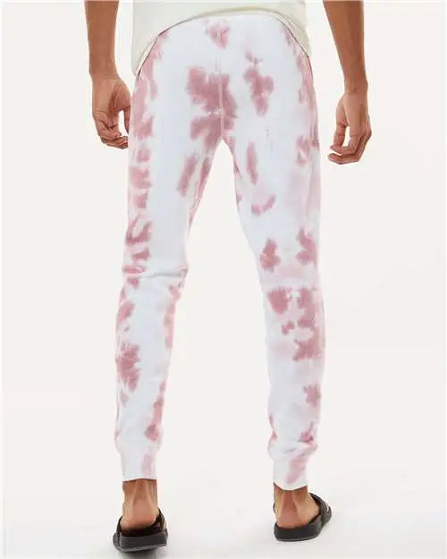J. America 8884 Tie-dyed Fleece Joggers - Dusty Rose Tie Dye