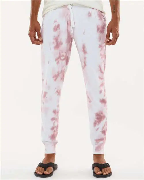J. America 8884 Tie-dyed Fleece Joggers - Dusty Rose Tie Dye