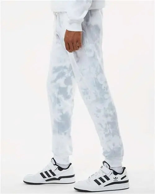 J. America 8884 Tie-dyed Fleece Joggers - Grey Tie Dye