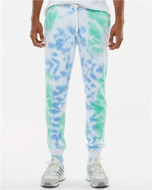 J. America 8884 Tie-dyed Fleece Joggers - Lagoon Tie Dye