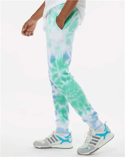 J. America 8884 Tie-dyed Fleece Joggers - Lagoon Tie Dye