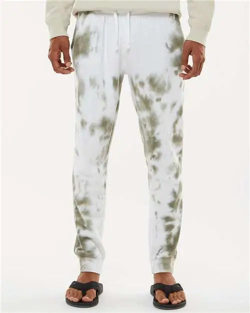 J. America 8884 Tie-dyed Fleece Joggers - Olive Tie Dye