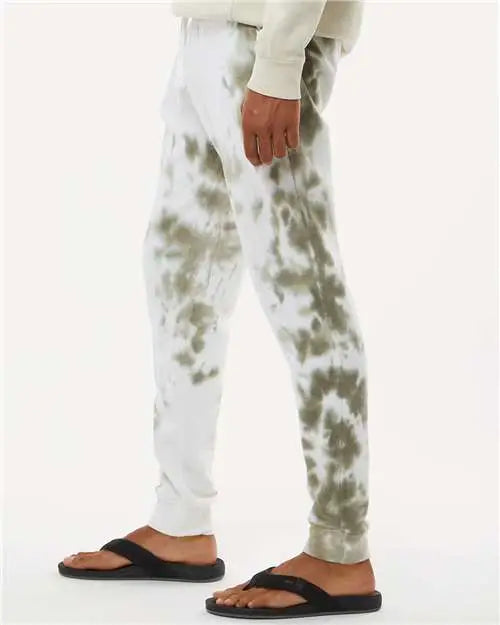 J. America 8884 Tie-dyed Fleece Joggers - Olive Tie Dye