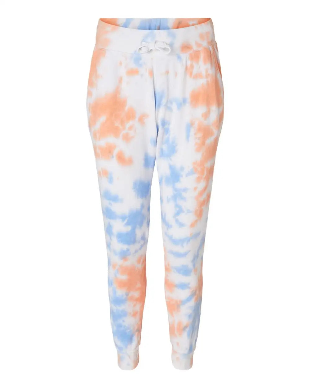 J. America 8884 Tie-dyed Fleece Joggers - Sunset Tie Dye - Orange / Xs