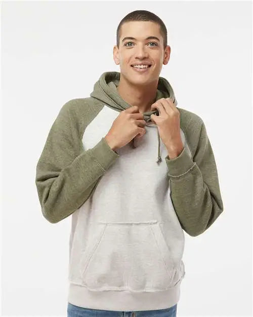 J. America 8885 Vintage Heather Hooded Sweatshirt - Oatmeal Army