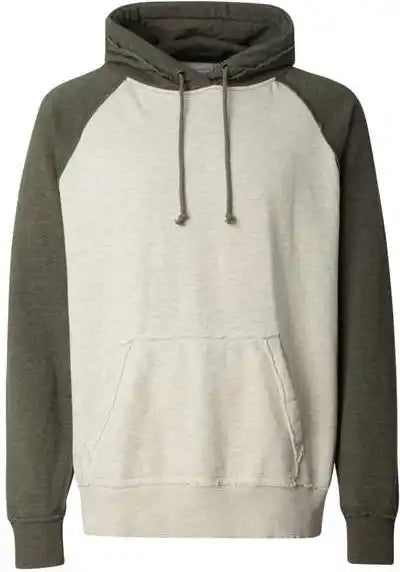 J. America 8885 Vintage Heather Hooded Sweatshirt Oatmeal Army