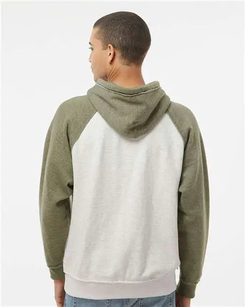 J. America 8885 Vintage Heather Hooded Sweatshirt - Oatmeal Army