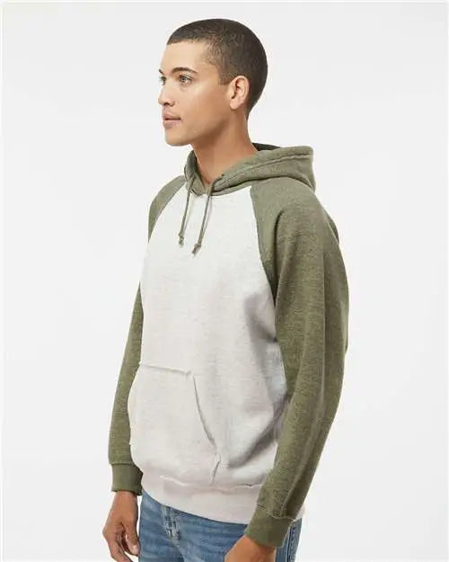 J. America 8885 Vintage Heather Hooded Sweatshirt - Oatmeal Army