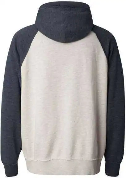 J. America 8885 Vintage Heather Hooded Sweatshirt Oatmeal Navy
