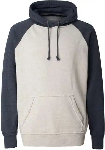 J. America 8885 Vintage Heather Hooded Sweatshirt - Oatmeal Navy