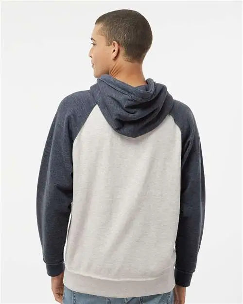 J. America 8885 Vintage Heather Hooded Sweatshirt - Oatmeal Navy