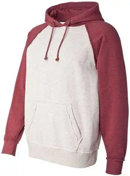 J. America 8885 Vintage Heather Hooded Sweatshirt - Oatmeal Simply Red