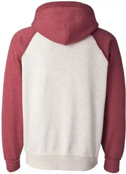 J. America 8885 Vintage Heather Hooded Sweatshirt Oatmeal Simply Red