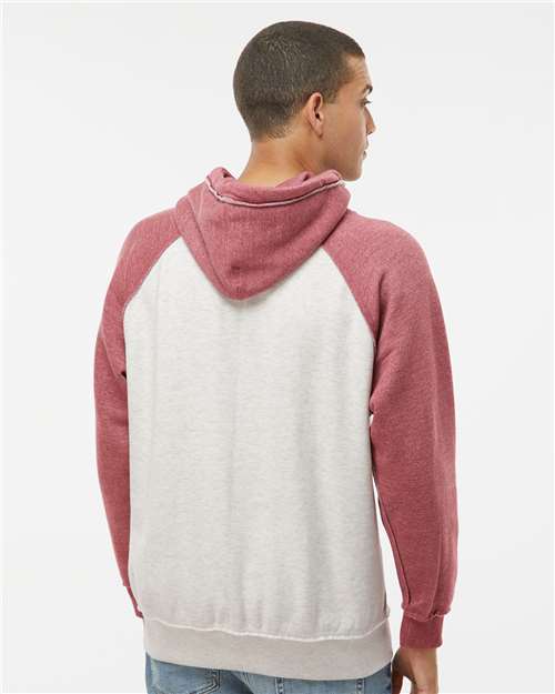 J. America 8885 Vintage Heather Hooded Sweatshirt - Oatmeal Simply Red