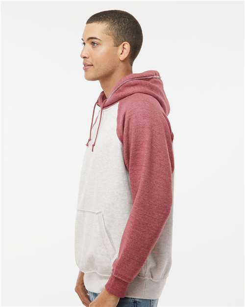 J. America 8885 Vintage Heather Hooded Sweatshirt - Oatmeal Simply Red