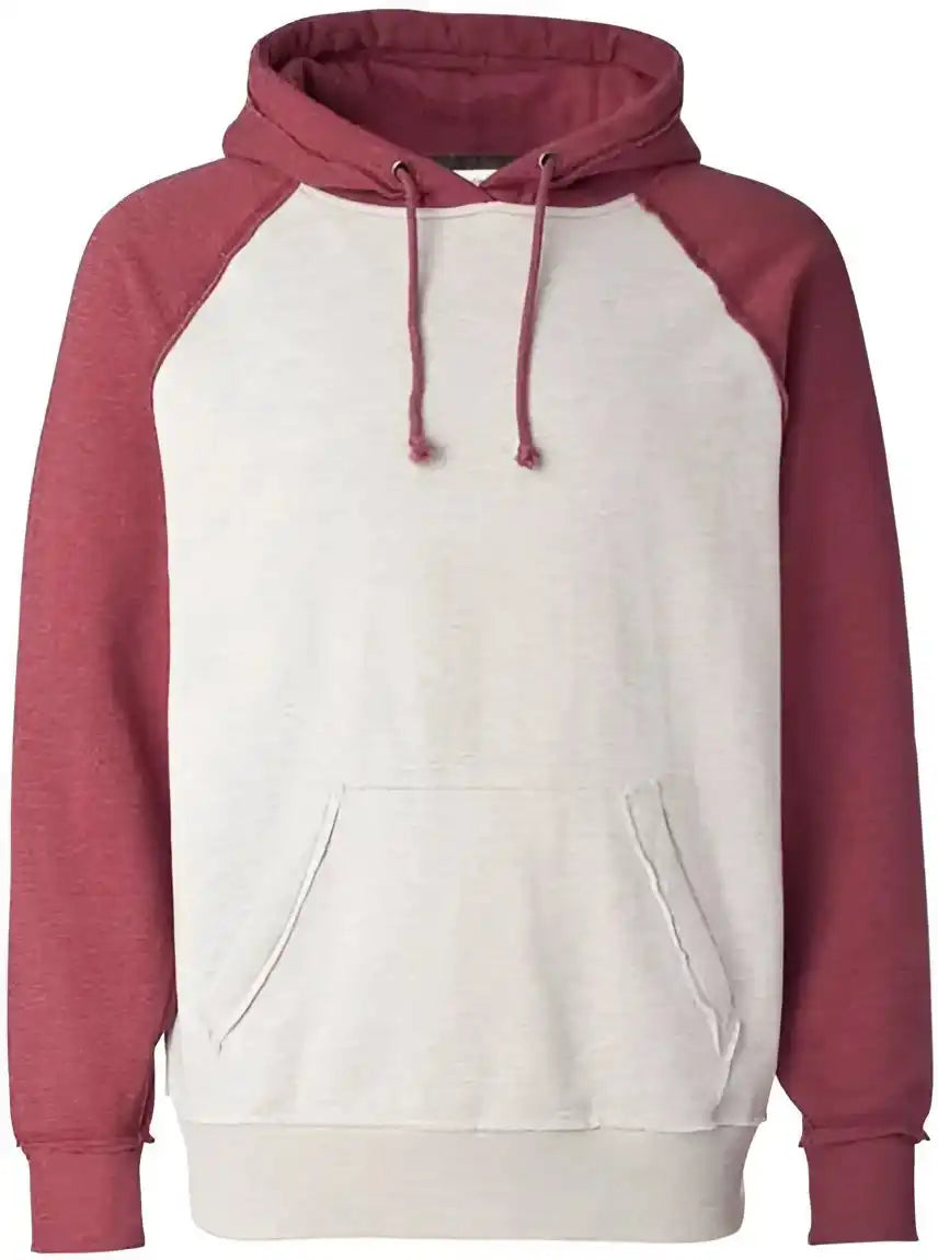 J. America 8885 Vintage Heather Hooded Sweatshirt - Oatmeal Simply Red
