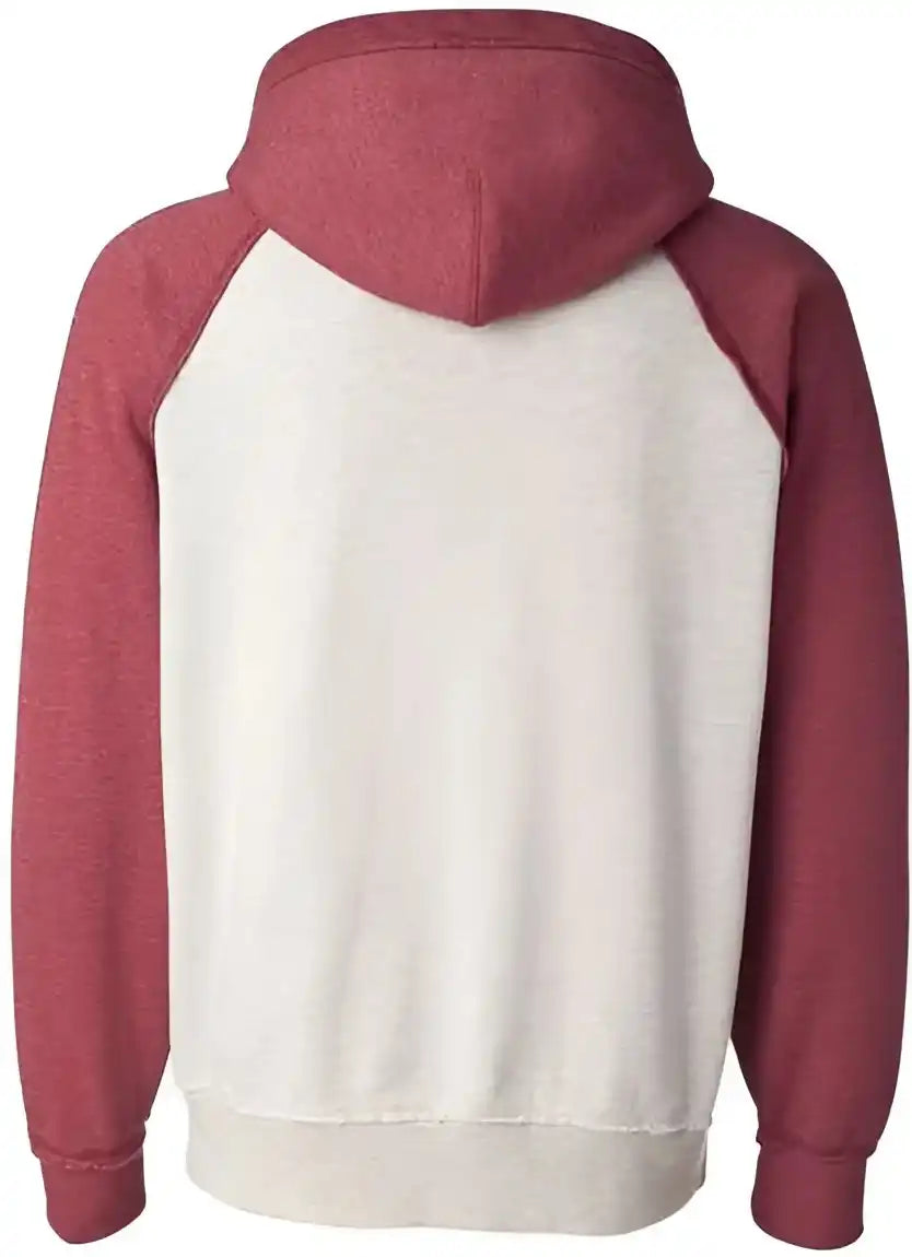 J. America 8885 Vintage Heather Hooded Sweatshirt - Oatmeal Simply Red