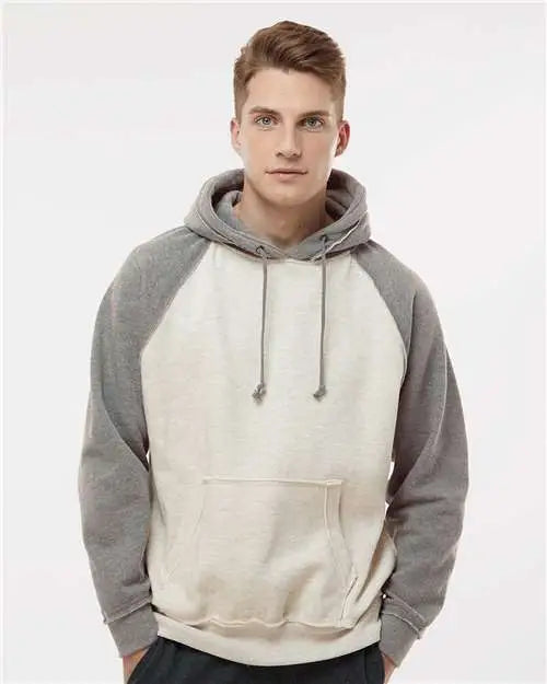 J. America 8885 Vintage Heather Hooded Sweatshirt - Oatmeal Smoke