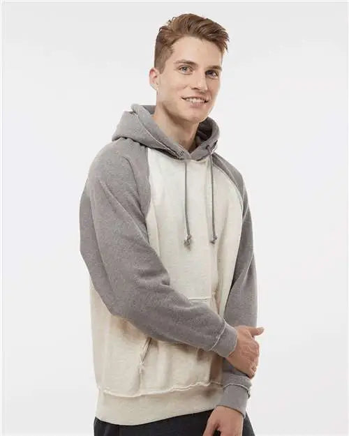 J. America 8885 Vintage Heather Hooded Sweatshirt - Oatmeal Smoke