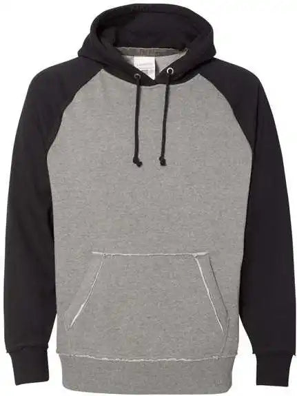 J. America 8885 Vintage Heather Hooded Sweatshirt Smoke Black