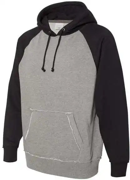 J. America 8885 Vintage Heather Hooded Sweatshirt Smoke Black