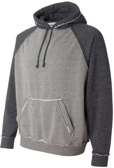 J. America 8885 Vintage Heather Hooded Sweatshirt Smoke Charcoal