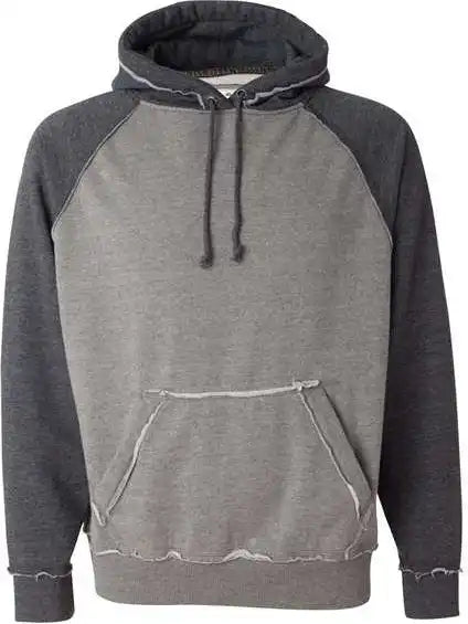 J. America 8885 Vintage Heather Hooded Sweatshirt Smoke Charcoal