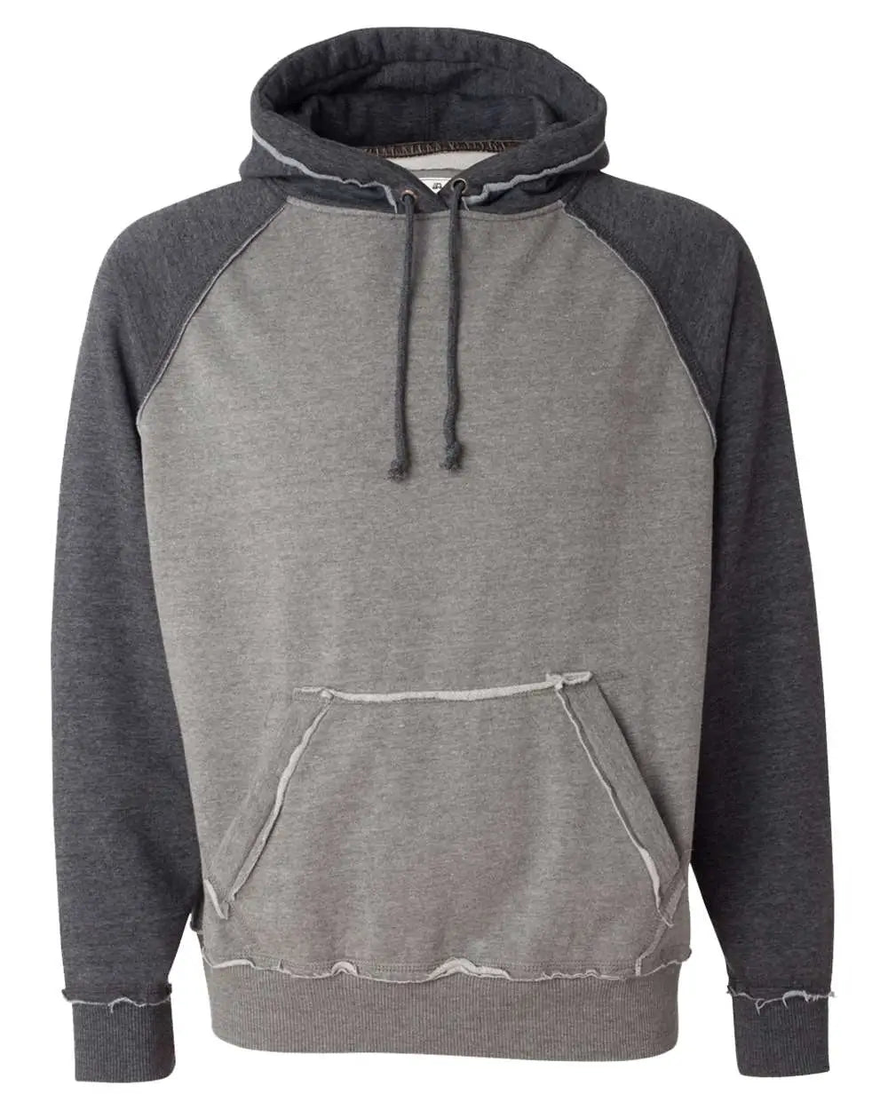 J. America 8885 Vintage Heather Hooded Sweatshirt - Smoke Charcoal - Gray Dark / s
