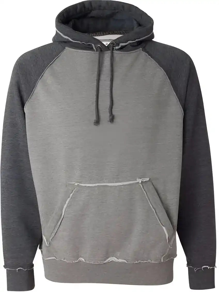 J. America 8885 Vintage Heather Hooded Sweatshirt - Smoke Charcoal