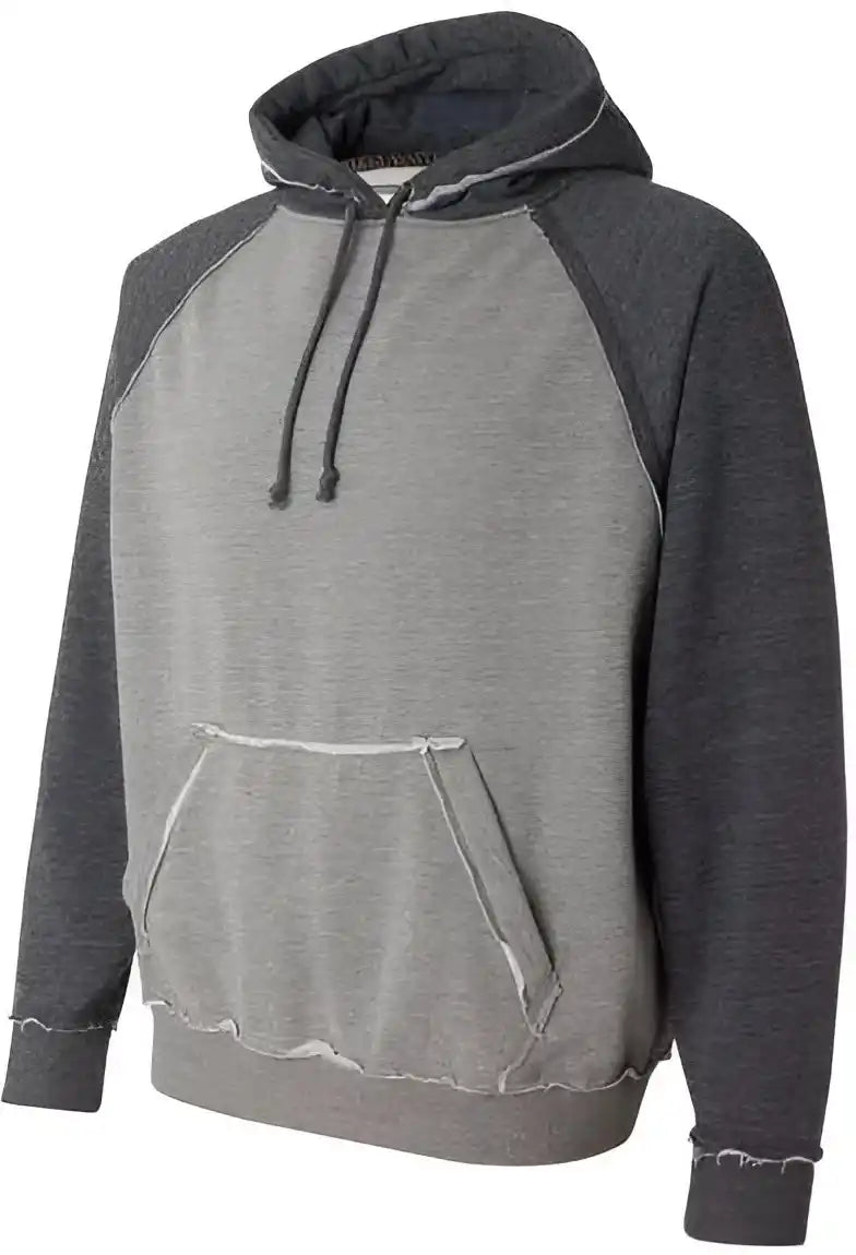 J. America 8885 Vintage Heather Hooded Sweatshirt - Smoke Charcoal