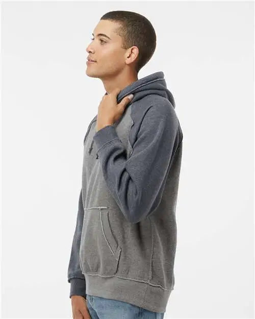 J. America 8885 Vintage Heather Hooded Sweatshirt - Smoke Navy