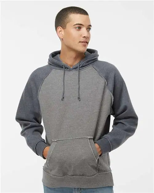 J. America 8885 Vintage Heather Hooded Sweatshirt - Smoke Navy