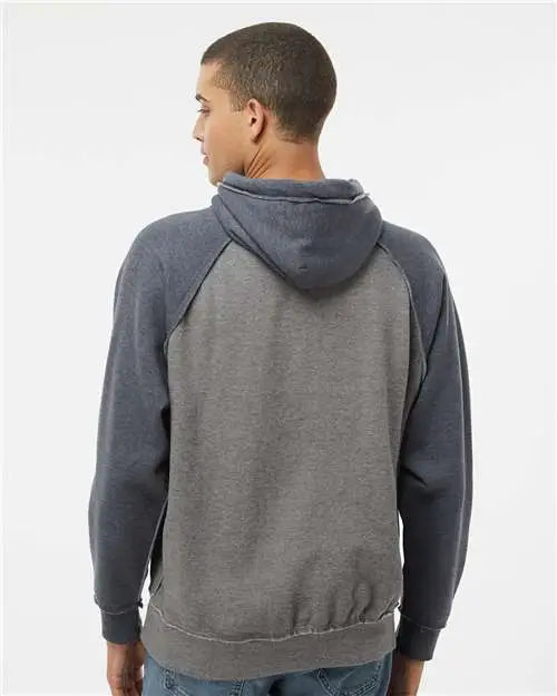 J. America 8885 Vintage Heather Hooded Sweatshirt - Smoke Navy