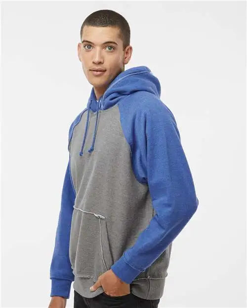 J. America 8885 Vintage Heather Hooded Sweatshirt - Smoke Royal