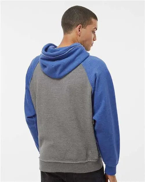 J. America 8885 Vintage Heather Hooded Sweatshirt - Smoke Royal