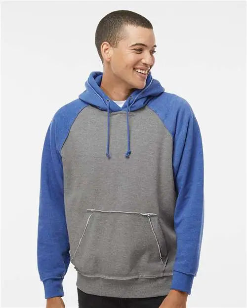 J. America 8885 Vintage Heather Hooded Sweatshirt - Smoke Royal