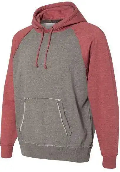 J. America 8885 Vintage Heather Hooded Sweatshirt - Smoke Simply Red