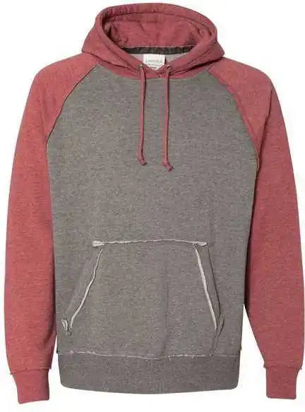 J. America 8885 Vintage Heather Hooded Sweatshirt - Smoke Simply Red
