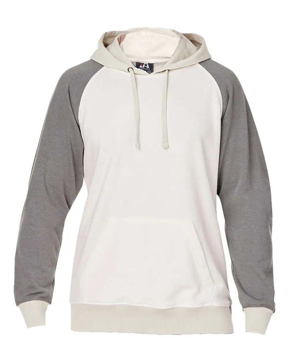J. America 8886a Vintage Tricolor Hooded Sweatshirt - 8886 - Antique White Smoke - White/ / Adult Xl