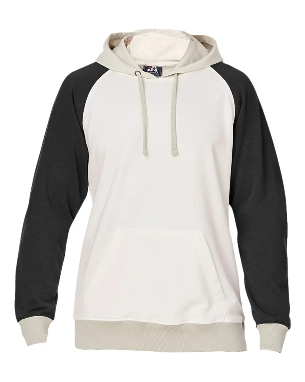 J. America 8886a Vintage Tricolor Hooded Sweatshirt - 8886 - Antique White Black - White/ / Adult s