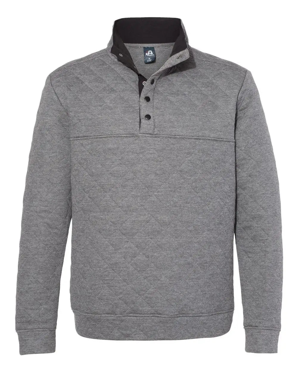 J. America 8890j Quilted Snap Pullover - 8890 - Charcoal Heather