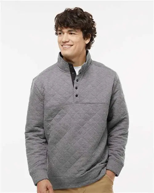 J. America 8890j Quilted Snap Pullover - 8890 - Charcoal Heather