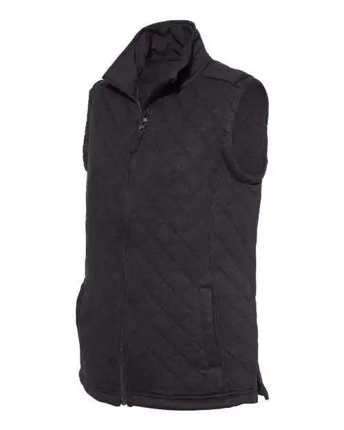 J. America 8892 Womens Quilted Full-zip Vest - Black
