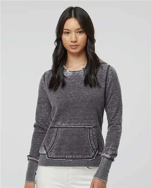 J. America 8912 Women’s Zen Fleece Hooded Sweatshirt - Dark Smoke