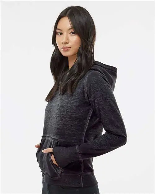 J. America 8912 Women’s Zen Fleece Hooded Sweatshirt - Twisted Black