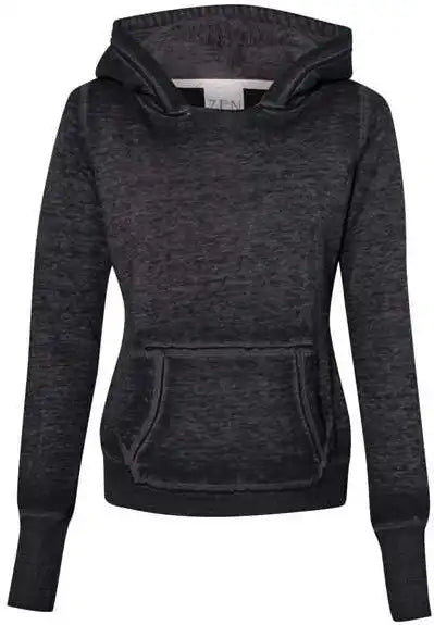 J. America 8912 Women’s Zen Fleece Hooded Sweatshirt Twisted Black