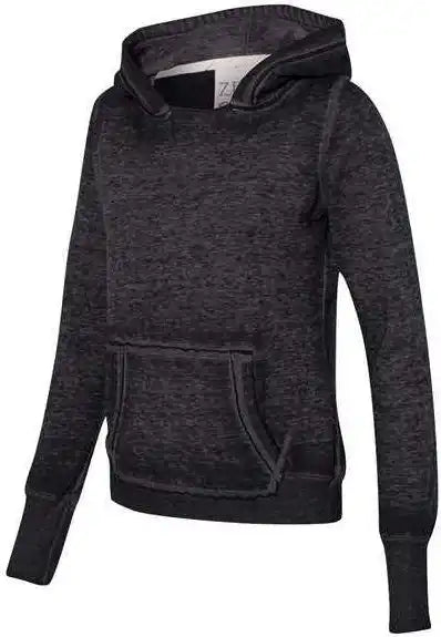 J. America 8912 Women’s Zen Fleece Hooded Sweatshirt Twisted Black