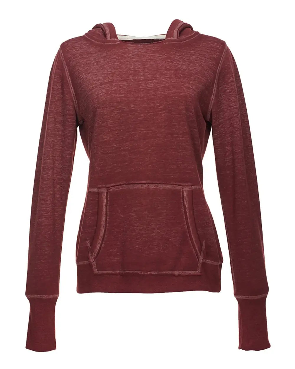 J. America 8912 Women’s Zen Fleece Hooded Sweatshirt - Twisted Bordeaux - Maroon / Xs